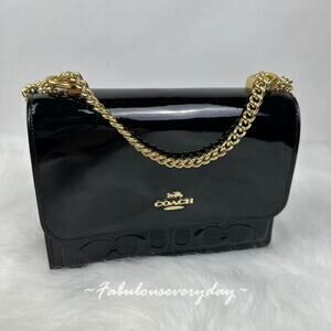 COACH Klare Crossbody Bag Shoulder Signature Leather/Gold/Black 3-Way CV397